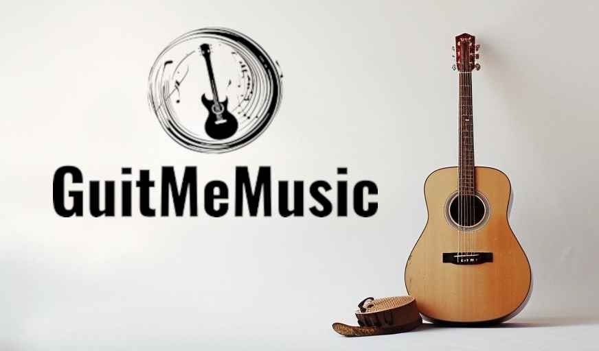 Identidad visual original de GuitMeMusic con guitarra
